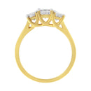 10K Yellow Gold Princess-Cut Diamond Three Stone Band Ring (1 Cttw, J-K Color, I1-I2 Clarity) - Size 6