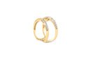 18K Yellow Gold Plated Sterling Silver 1/4 Cttw Diamond Open Crossover Band Ring