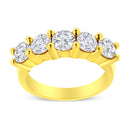 14K Yellow Gold Plated .925 Sterling Silver 2.0 Cttw Shared Prong Set Diamond 5 Stone Wedding Band Ring (J-K Color, I1-I2 Clarity) - Size 7