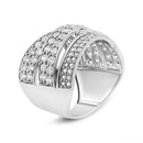 .925 Sterling Silver 2.00 Cttw Round-Cut Diamond Overlapping Bypass Band Ring (I-J Color, I2-I3 Clarity) - Ring Size 7