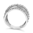.925 Sterling Silver 2.00 Cttw Round-Cut Diamond Overlapping Bypass Band Ring (I-J Color, I2-I3 Clarity) - Ring Size 7