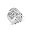 10K White Gold 2 1/2 Cttw Round and Baguette-Cut Diamond Multi-Row Bypass Ring (J-K Color, I2-I3 Clarity) - Ring Size 7