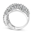 10K White Gold 3.00 Cttw Diamond Multi Row Cluster Band Ring (I-J Color, I3 Clarity) - Size 7