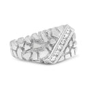 .925 Sterling Silver 1/3 Diamond 6 Stone Rectangle Nugget Gents Ring - Size 10
