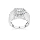 Men's .925 Sterling Silver 1/2 Cttw Multi-Diamond Hexagon Frame Ring (I-J Color, I3 Clarity) - Ring Size 10