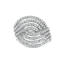 10K White Gold 1 1/2 Cttw Princess Diamond Swirl Design Cocktail Ring