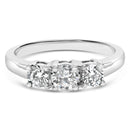 14K White Gold 3/4 Cttw Lab Grown Diamond 3 Stone Ring Band (F-G Color, VS2-SI1 Clarity)- Size 7
