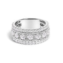 .925 Sterling Silver 2.0 Cttw Lab Grown Diamond Three-Row Pavé Band Ring