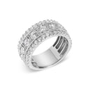 .925 Sterling Silver 2.0 Cttw Lab Grown Diamond Three-Row Pavé Band Ring