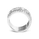 .925 Sterling Silver 2.0 Cttw Lab Grown Diamond Three-Row Pavé Band Ring