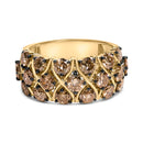 10K Yellow Gold Plated .925 Sterling Silver 3.0 Cttw Champagne Diamond Multi Lattice Band Ring - Size 7