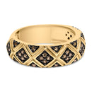 10K Yellow Gold Plated .925 Sterling Silver 3/8 Cttw Champagne Diamond Geometric Style Band Ring - Size 7