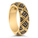 10K Yellow Gold Plated .925 Sterling Silver 3/8 Cttw Champagne Diamond Geometric Style Band Ring - Size 7