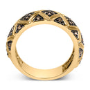 10K Yellow Gold Plated .925 Sterling Silver 3/8 Cttw Champagne Diamond Geometric Style Band Ring - Size 7