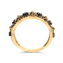 10K Yellow Gold Plated .925 Sterling Silver 3/8 Cttw Champagne Diamond Lattice Work Band Ring - Size 7
