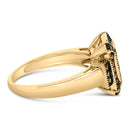 10K Yellow Gold Plated .925 Sterling Silver 1/2 Cttw Champagne Diamond Step Up Ring - Size 7