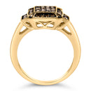10K Yellow Gold Plated .925 Sterling Silver 1/2 Cttw Champagne Diamond Step Up Ring - Size 7