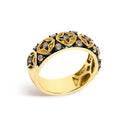 10K Yellow Gold Plated Sterling Silver 1/2 Cttw Champagne Diamond Star Motif Band Ring