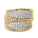 14K Yellow Gold Plated Silver 1.0 Cttw Diamond Cluster Crossover Ring Band