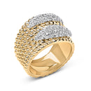 14K Yellow Gold Plated Silver 1.0 Cttw Diamond Cluster Crossover Ring Band