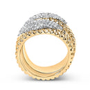 14K Yellow Gold Plated Silver 1.0 Cttw Diamond Cluster Crossover Ring Band