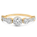 10K Yellow Gold Plated Silver 1.0 Cttw Round Lab Grown Diamond Bezel Station Ring