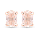 18K Rose Gold Plated 0.80 Carat Genuine Morganite .925 Sterling Silver Earrings