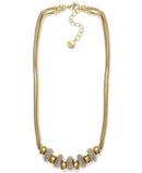 Alfani Gold-Tone Pave Beaded Double Chain Statement Necklace, 17 + 2 Extender