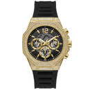 Guess Men's Momentum Black Gold Tone Multi-function