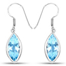 9.76 Carat Genuine Blue Topaz .925 Sterling Silver Earrings