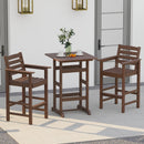 30 Inch Square Bar Table Dining Table with Slatted Tabletop for Poolside