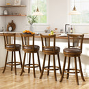 Swivel Bar Stools Set of 2 with Rattan Backrest - Brown