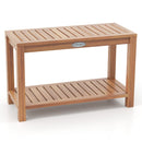 30 Inch Teak Wood Shower Bench Inside Shower Stool with Storage Shelf