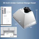 30 Inch Under Cabinet Range Hood with 4 Fan Speeds and Baffles Filters-Silver
