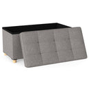 30 Inches Storage Ottoman Bench with Tray and Rubber Wood Legs-Gray