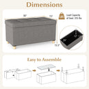 30 Inches Storage Ottoman Bench with Tray and Rubber Wood Legs-Gray