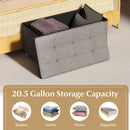 30 Inches Storage Ottoman Bench with Tray and Rubber Wood Legs-Gray