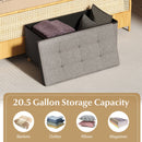 30 Inches Storage Ottoman Bench with Tray and Rubber Wood Legs-Gray