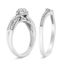 .925 Sterling Silver 1/3 Cttw Composite Diamond Frame Bypass Bridal Set Ring and Band (I-J Color, I2-I3 Clarity) - Ring Size 7