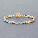 11.22 Carat Genuine Blue Topaz .925 Sterling Silver Bracelet