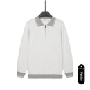 Mens Solid-Color Casual Top With Lapel And Half-Zip