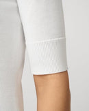 Cable and Gauge White Short Elbow Sleeve Crewneck Sweater, Size Medium