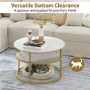 31.5 Inch Round Lift Top Coffee Table with Hidden Compartment and Side Shelves