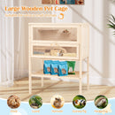 31.5 Inches Freestanding Hamster Cage Wooden Hamster Habitat Playpen-Natural