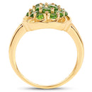 14K Yellow Gold Plated 1.71 Carat Genuine Chrome Diopside .925 Sterling Silver Ring