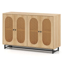 50 Inch Buffet Sideboard Cabinet with 4 Rattan Doors and Adjustable Shelves-Natural