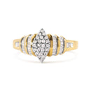 10K Yellow Gold 1/2 Cttw Diamond Pear Shaped Head and Multi Row Channel Set Shank Ring (H-I Color, SI2-I1 Clarity) - Ring Size 7