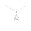 Espira 10K White Gold 1/8 cttw Round Cut Diamond Layered Spiral Pendant Necklace (I-J, I1-I2)
