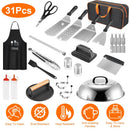 31Pcs Griddle Accessories Kit Flat Top Grill Accessories For Camp Chef with Spatulas Griddle Press Basting Cover Spice Shakers Vegetable Forks Steel S