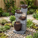 4-Tier Cascading Bowl Outdoor Water Fountain with LED Lights